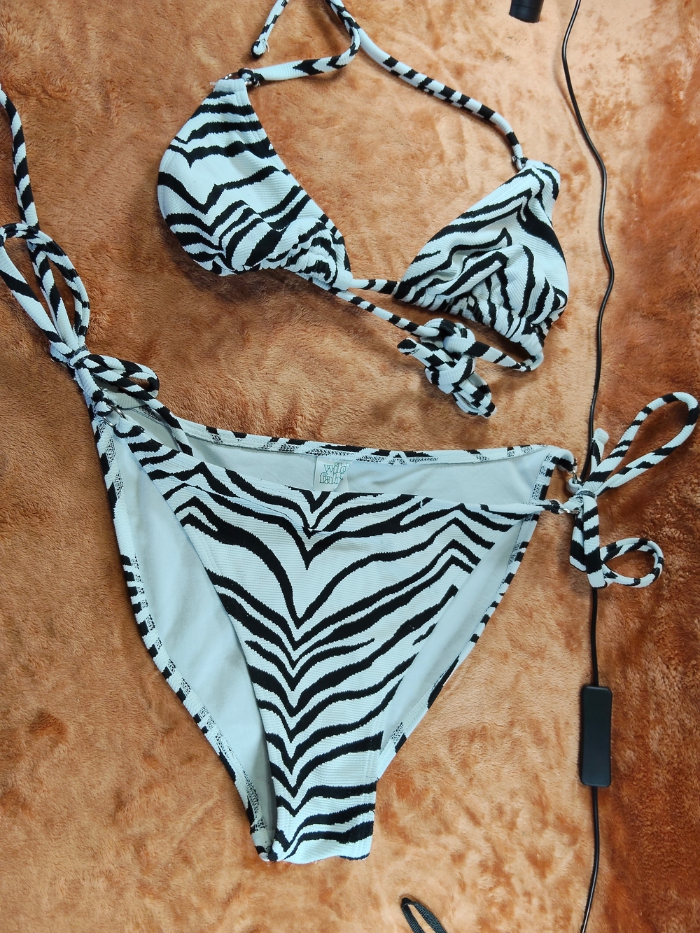 wild fable Black & White Zebra Print Tie-Side Bikini